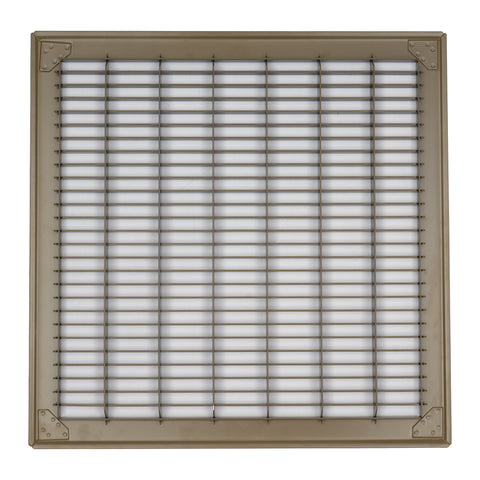 14"x14" Brown Steel Return Air Floor Grille, Walkable Heavy-Duty Fixed-Blade Vent Cover