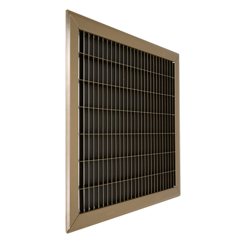 14"x14" Brown Steel Return Air Floor Grille, Walkable Heavy-Duty Fixed-Blade Vent Cover