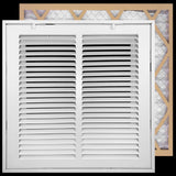 14"x14" White Steel Return Air Filter Grille, Filter Included, Removable Door