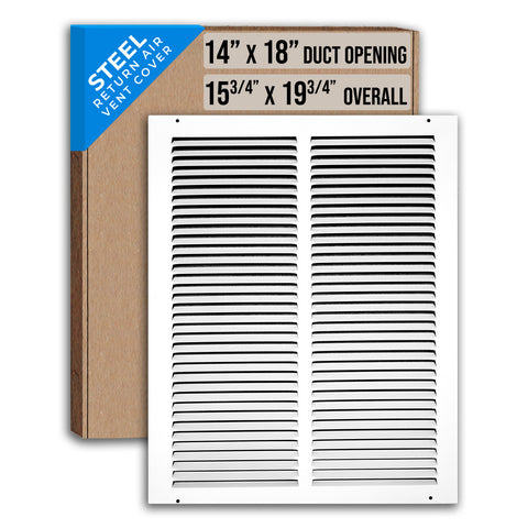 14"x18" White Steel Return Air Grille, High-Airflow HVAC Cold Air Intake for Wall & Ceiling