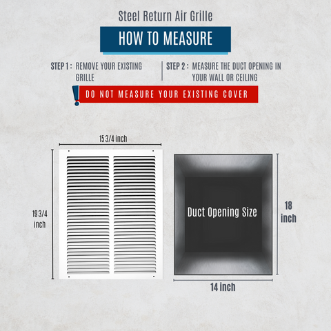 14"x18" White Steel Return Air Grille, High-Airflow HVAC Cold Air Intake for Wall & Ceiling