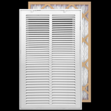 14"x20" White Steel Return Air Filter Grille, Filter Included, Removable Door