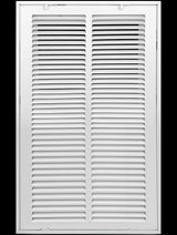 14"x20" White Steel Return Air Filter Grille, Fixed Hinged, for 1-Inch Filters