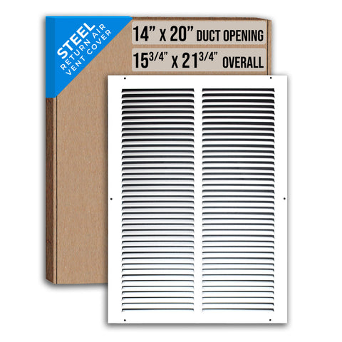 14"x20" White Steel Return Air Grille, High-Airflow HVAC Cold Air Intake for Wall & Ceiling