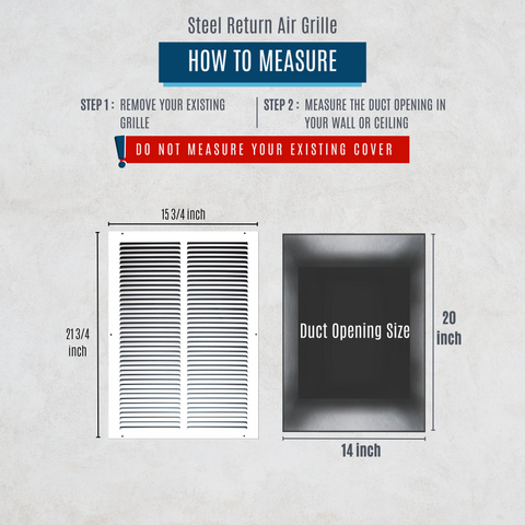 14"x20" White Steel Return Air Grille, High-Airflow HVAC Cold Air Intake for Wall & Ceiling