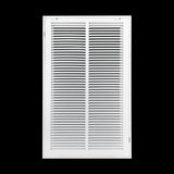 14"x24" White Steel Return Air Filter Grille, Removable Door, Plastic Latches, for 1-Inch Filters