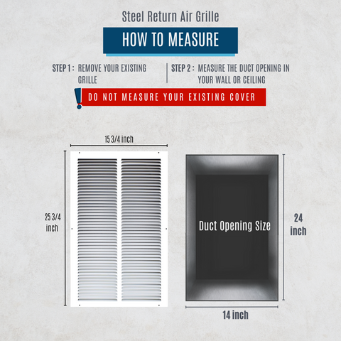 14"x24" White Steel Return Air Grille, High-Airflow HVAC Cold Air Intake for Wall & Ceiling