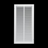 14"x30" White Steel Return Air Filter Grille, Removable Door, Plastic Latches, for 1-Inch Filters