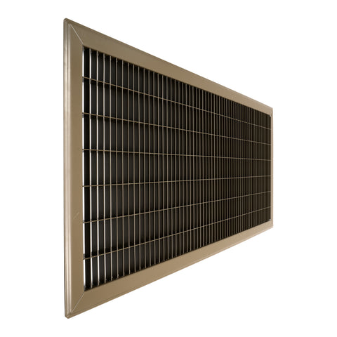 14"x30" Brown Steel Return Air Floor Grille, Walkable Heavy-Duty Fixed-Blade Vent Cover