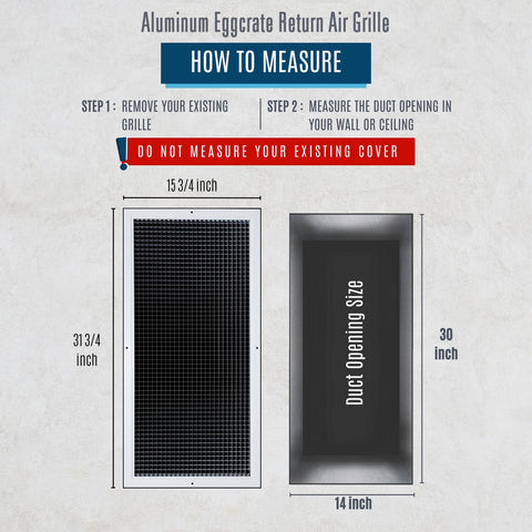 14"x30" White Aluminum Eggcrate Return Air Grille, Low-Noise High-Airflow Rust-Proof Vent Cover