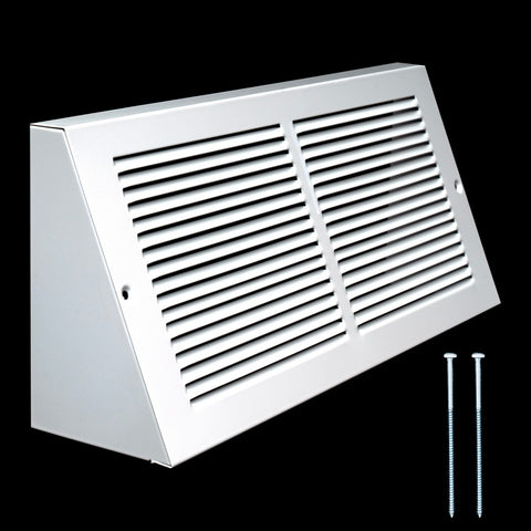 14"x6" White Steel Triangular Baseboard Grille, Efficient Airflow, 3-13/16" Depth