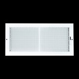 14"x6" White Steel Baseboard Air Supply Grille, Multi-Shutter Damper Vent Cover