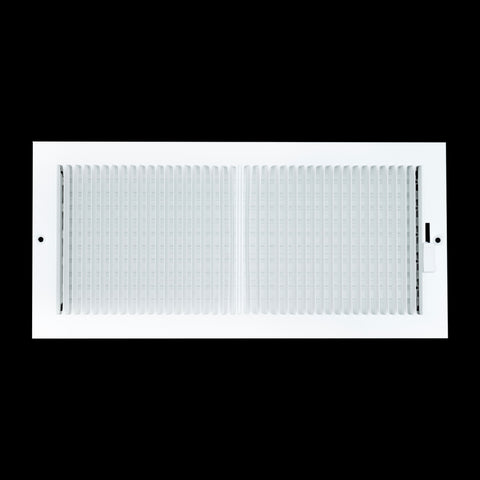 14"x6" White Steel Baseboard Air Supply Grille, Multi-Shutter Damper Vent Cover