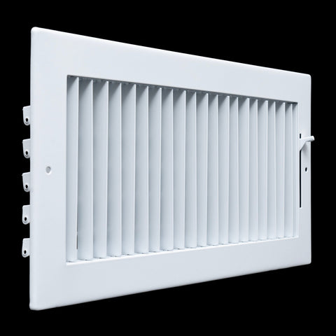 14"x6" White Steel Adjustable Supply Register, Air Vent Cover with Damper for Sidewall Or Ceiling