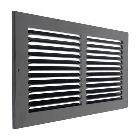 14"x6" Black Steel Return Air Grille, High-Airflow HVAC Cold Air Intake for Wall & Ceiling