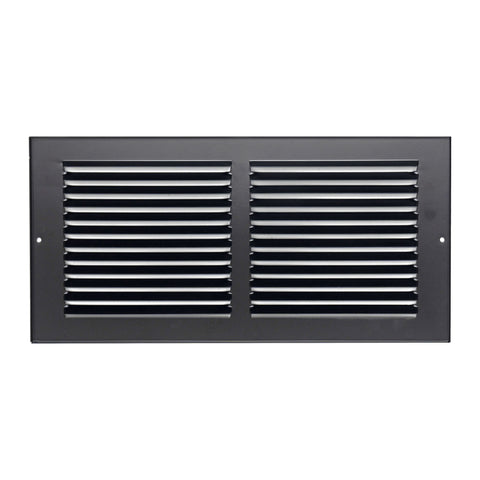 14"x6" Black Steel Return Air Grille, High-Airflow HVAC Cold Air Intake for Wall & Ceiling
