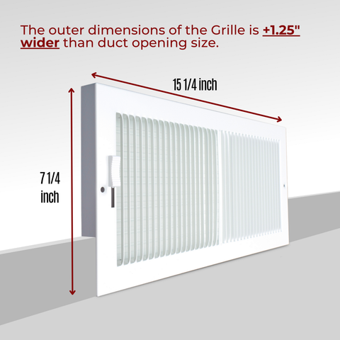 14"x6" White Steel Baseboard Air Supply Grille, Multi-Shutter Damper Vent Cover