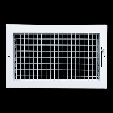 14"x8" White Steel Adjustable Supply Register, Air Vent Cover with Damper for Sidewall Or Ceiling