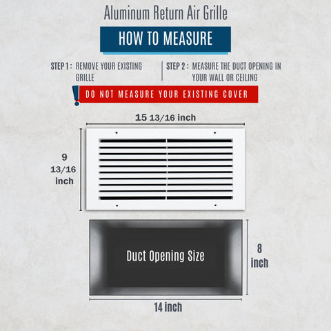 14"x8" White Aluminum Rust-Free Return Air Grille, High-Airflow HVAC Cold Air Intake for Wall & Ceiling