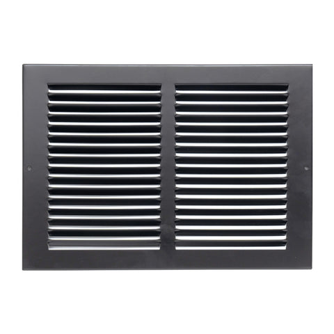 14"x8" Black Steel Return Air Grille, High-Airflow HVAC Cold Air Intake for Wall & Ceiling