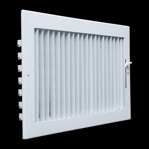 14"x8" White Steel Adjustable Supply Register, Air Vent Cover with Damper for Sidewall Or Ceiling
