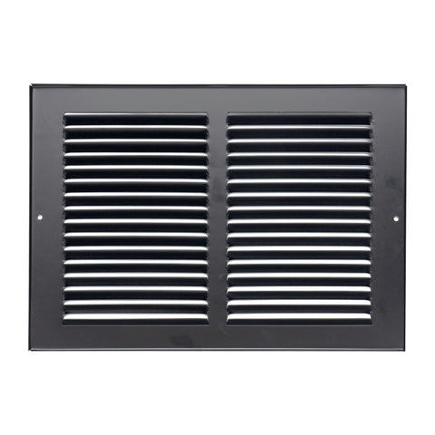14"x8" Black Steel Return Air Grille, High-Airflow HVAC Cold Air Intake for Wall & Ceiling