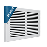 14"x8" White Steel Baseboard Return Air Grille, 7/8" Turnback Depth