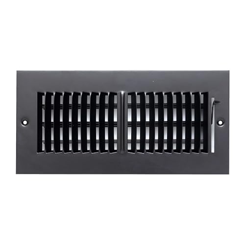 12"x4" 2-Way Black Steel Air Supply Diffuser, Directional Register Vent Cover for Sidewall Or Ceiling
