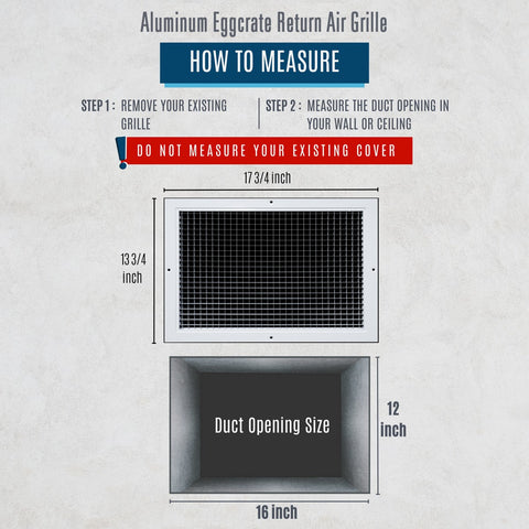 16"x12" White Aluminum Eggcrate Return Air Grille, Low-Noise High-Airflow Rust-Proof Vent Cover