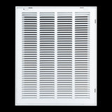 20"x16" White Steel Return Air Filter Grille, Removable Door, Plastic Latches, for 1-Inch Filters