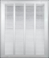 16"x20" White Steel Return Air Filter Grille, Fixed Hinged, for 1-Inch Filters