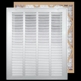 16"x20" White Steel Return Air Filter Grille, Filter Included, Removable Door