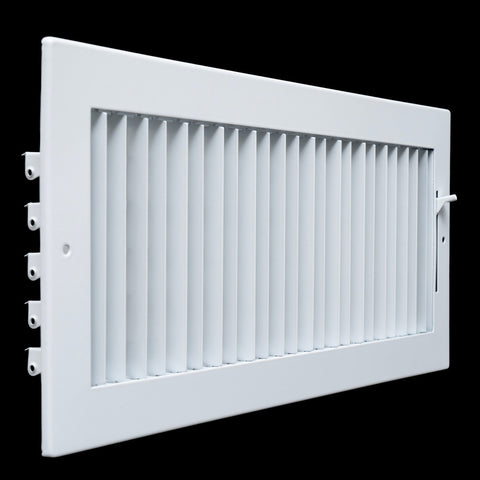 16"x6" White Steel Adjustable Supply Register, Air Vent Cover with Damper for Sidewall Or Ceiling