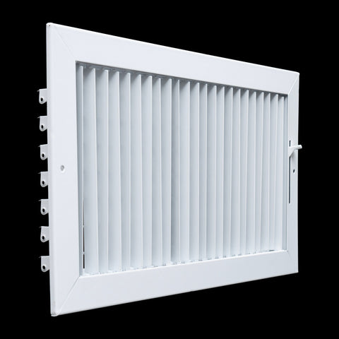 16"x8" White Steel Adjustable Supply Register, Air Vent Cover with Damper for Sidewall Or Ceiling