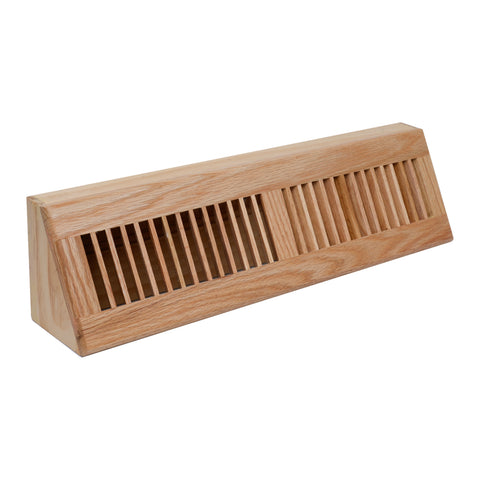 18" Oak Wood Corner Baseboard Register, Adjustable Vent Cover