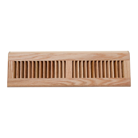 18" Oak Wood Corner Baseboard Register, Adjustable Vent Cover