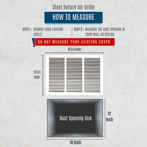 18"x12" White Steel Return Air Grille, High-Airflow HVAC Cold Air Intake for Wall & Ceiling
