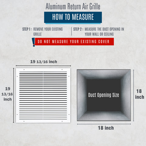 18"x18" White Aluminum Rust-Free Return Air Grille, High-Airflow HVAC Cold Air Intake for Wall & Ceiling