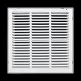 18"x18" White Steel Return Air Filter Grille, Removable Door, Plastic Latches, for 1-Inch Filters