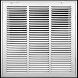 18"x18" White Steel Return Air Filter Grille, Fixed Hinged, for 1-Inch Filters