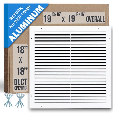 18"x18" White Aluminum Rust-Free Return Air Grille, High-Airflow HVAC Cold Air Intake for Wall & Ceiling