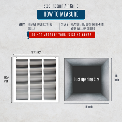 18"x18" White Steel Return Air Grille, High-Airflow HVAC Cold Air Intake for Wall & Ceiling
