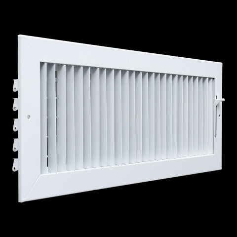 18"x6" White Steel Adjustable Supply Register, Air Vent Cover with Damper for Sidewall Or Ceiling