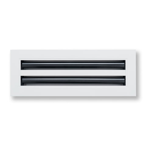 14"x4" White Aluminum Linear 2-Slot Diffuser, Slim Modern AC Vent Cover for Wall, Ceiling & Floor