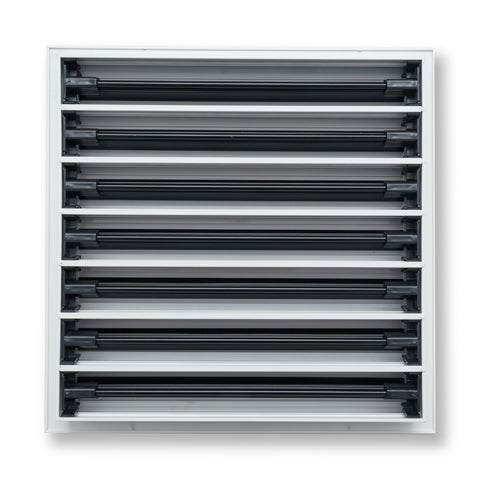 14"x14" White Aluminum Linear 7-Slot Diffuser, Slim Modern AC Vent Cover for Wall, Ceiling & Floor