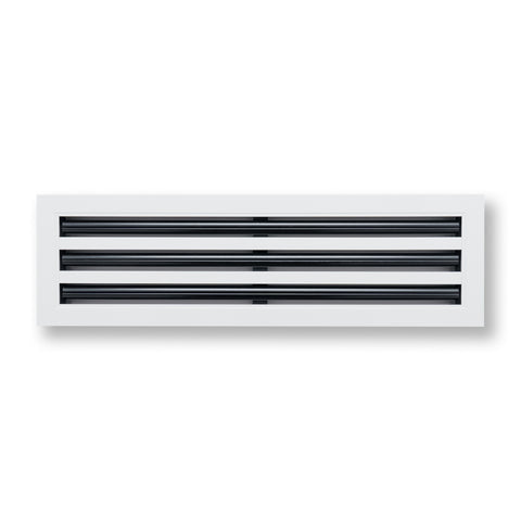 24"x6" White Aluminum Linear 3-Slot Diffuser, Slim Modern AC Vent Cover for Wall, Ceiling & Floor