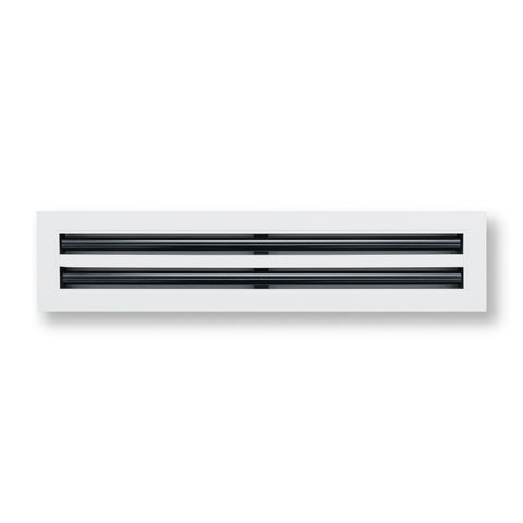 24"x4" White Aluminum Linear 2-Slot Diffuser, Slim Modern AC Vent Cover for Wall, Ceiling & Floor