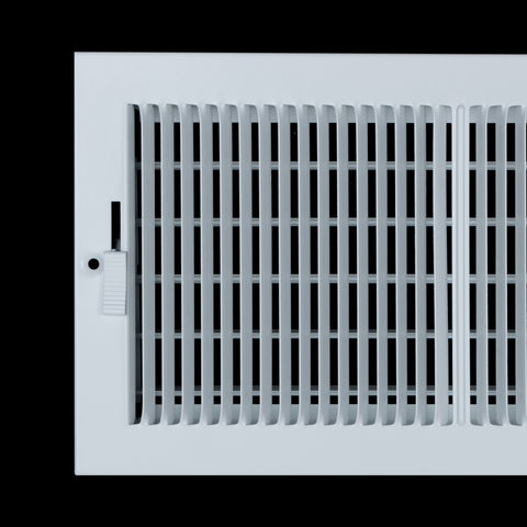 10"x6" White Steel Baseboard Air Supply Grille, Multi-Shutter Damper Vent Cover