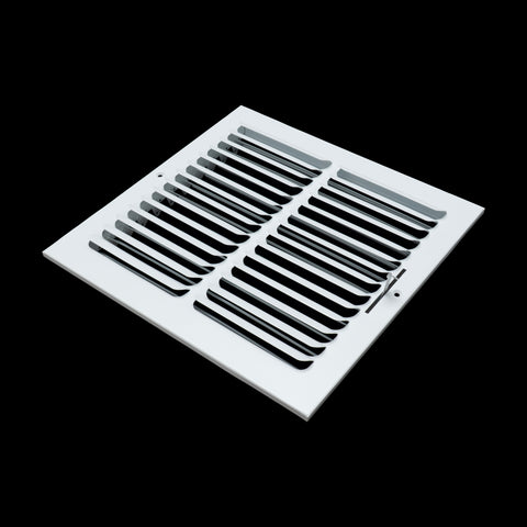 10"x8" 1-Way White Steel Fixed Curved Blade Air Supply Diffuser, Directional Register Vent Cover for Sidewall Or Ceiling