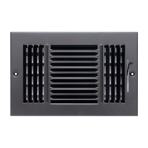 10"x4" 3-Way Black Steel Air Supply Diffuser, Directional Register Vent Cover for Sidewall Or Ceiling